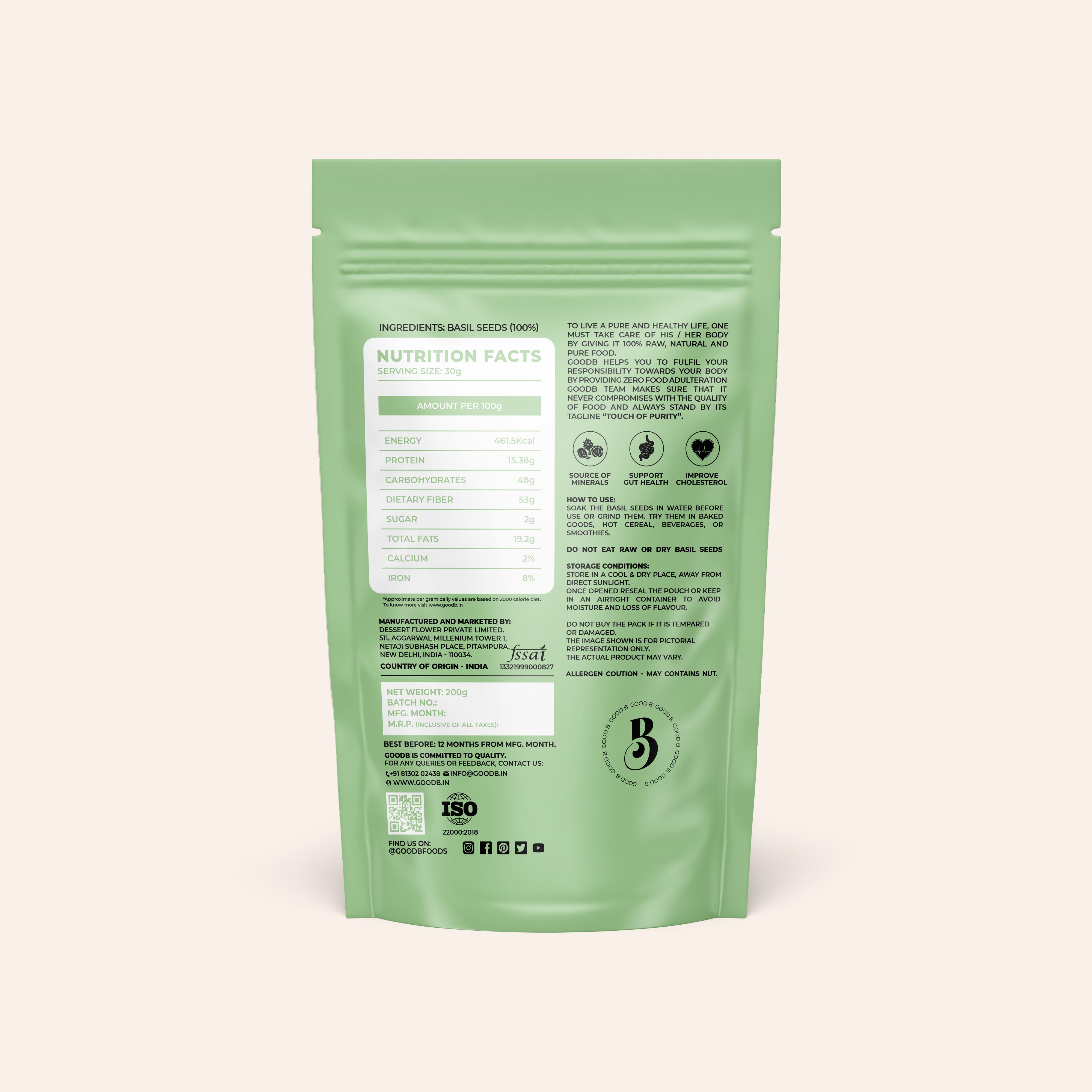 TUKMARIA SEEDS WITH HIGH FIBRE AND OMEGA 3 - 200 GM