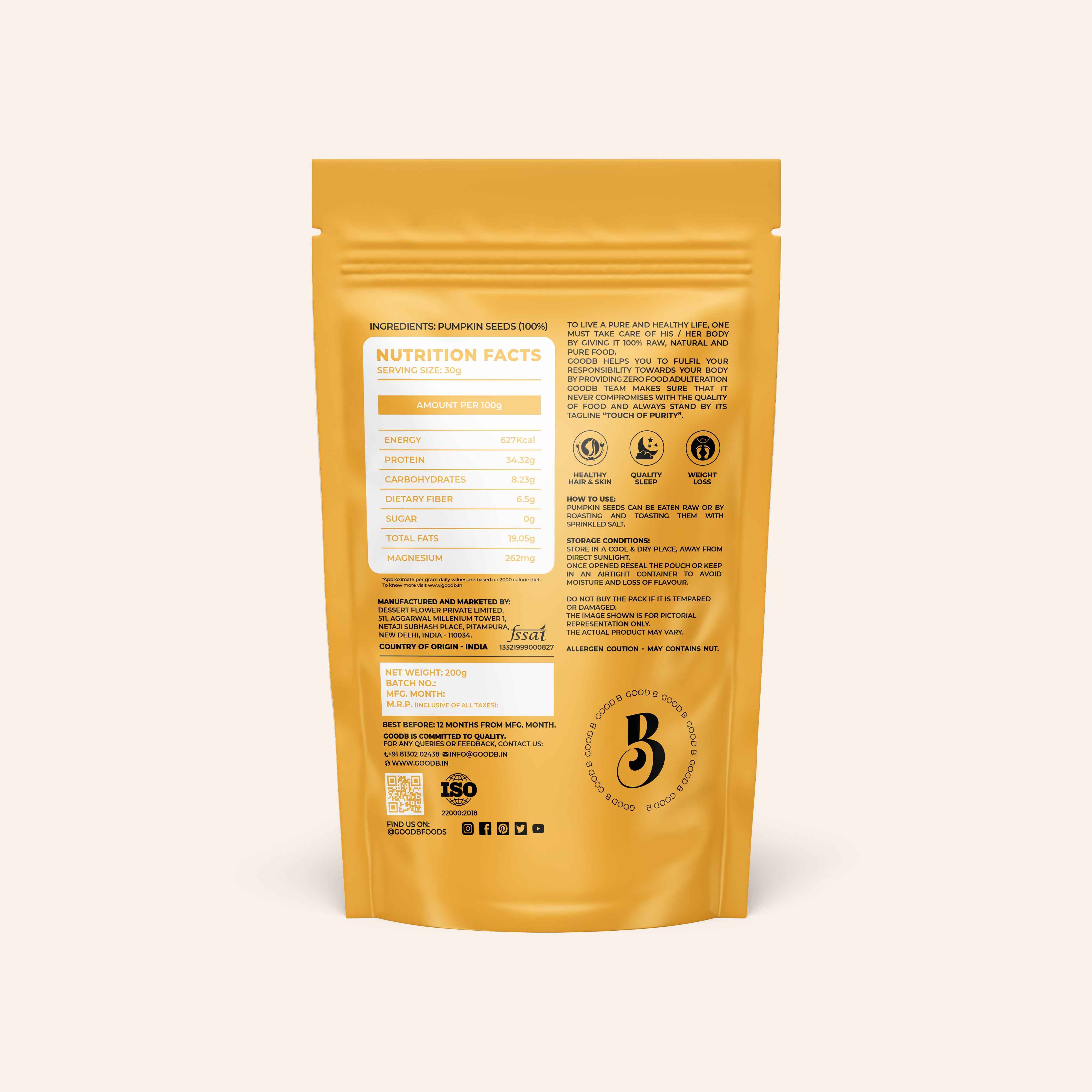 RAW PUMPKIN SEEDS FOR EATING - 200 GM